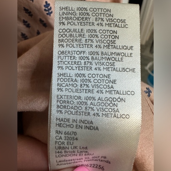 ANTHROPOLOGIE  Embroidered Cotton  Boho Mini Tunic Dress SZ 6 - Picture 13 of 17